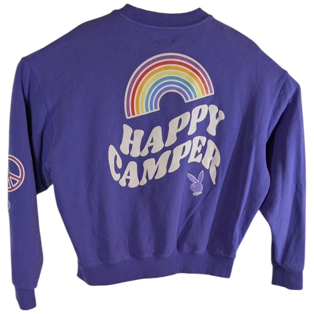 Oversized Purple Playboy Sweatshirt Womens Small (2XL) Cropped Pacsun Happy Camp